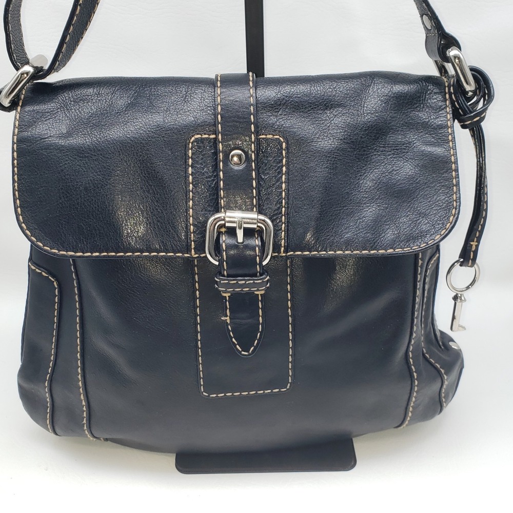 Fossil Gabby Shoulder Bag Purse Crossbody Black Adjustable‎ Strap Leather ZB2180